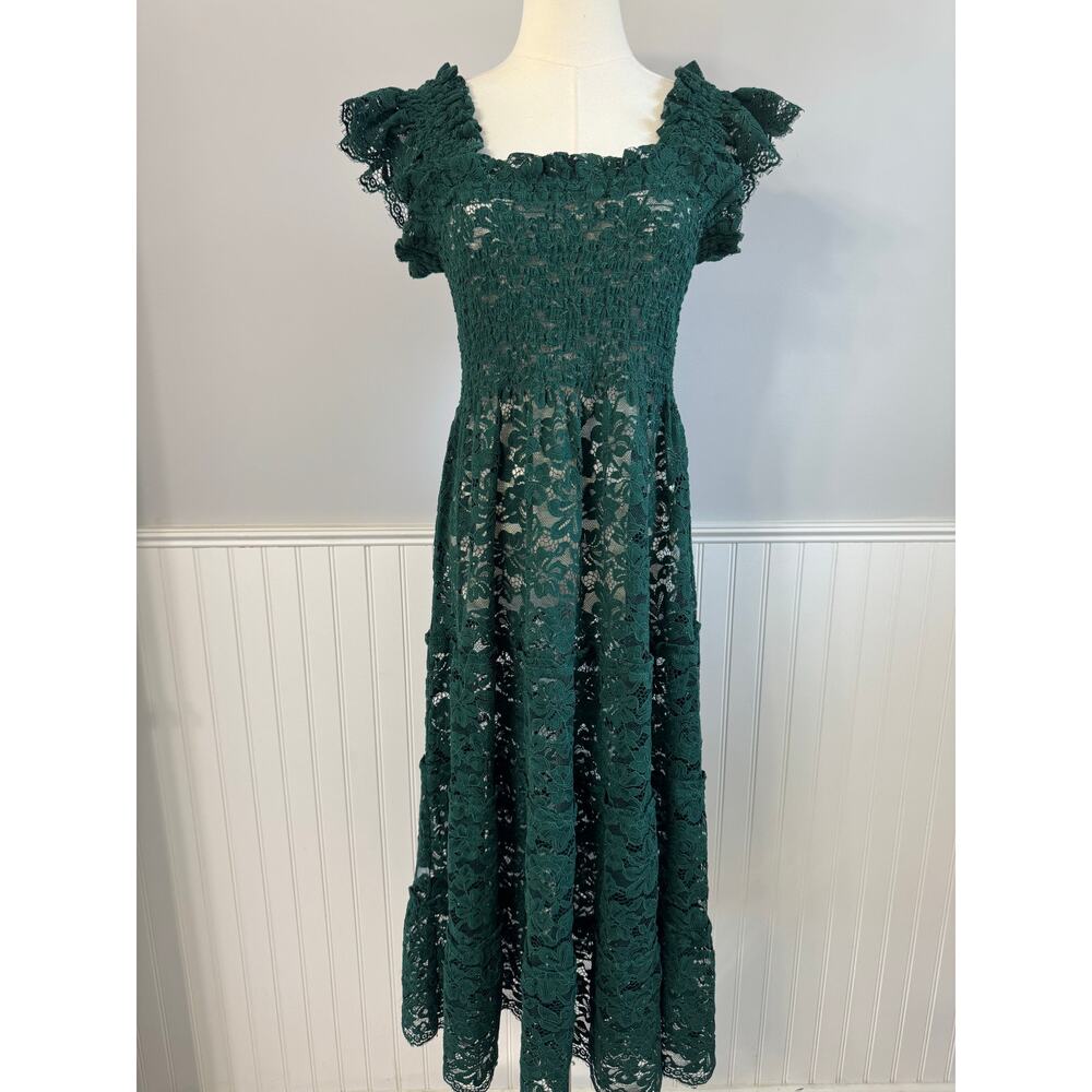 Hill House Green Lace Midi Dress